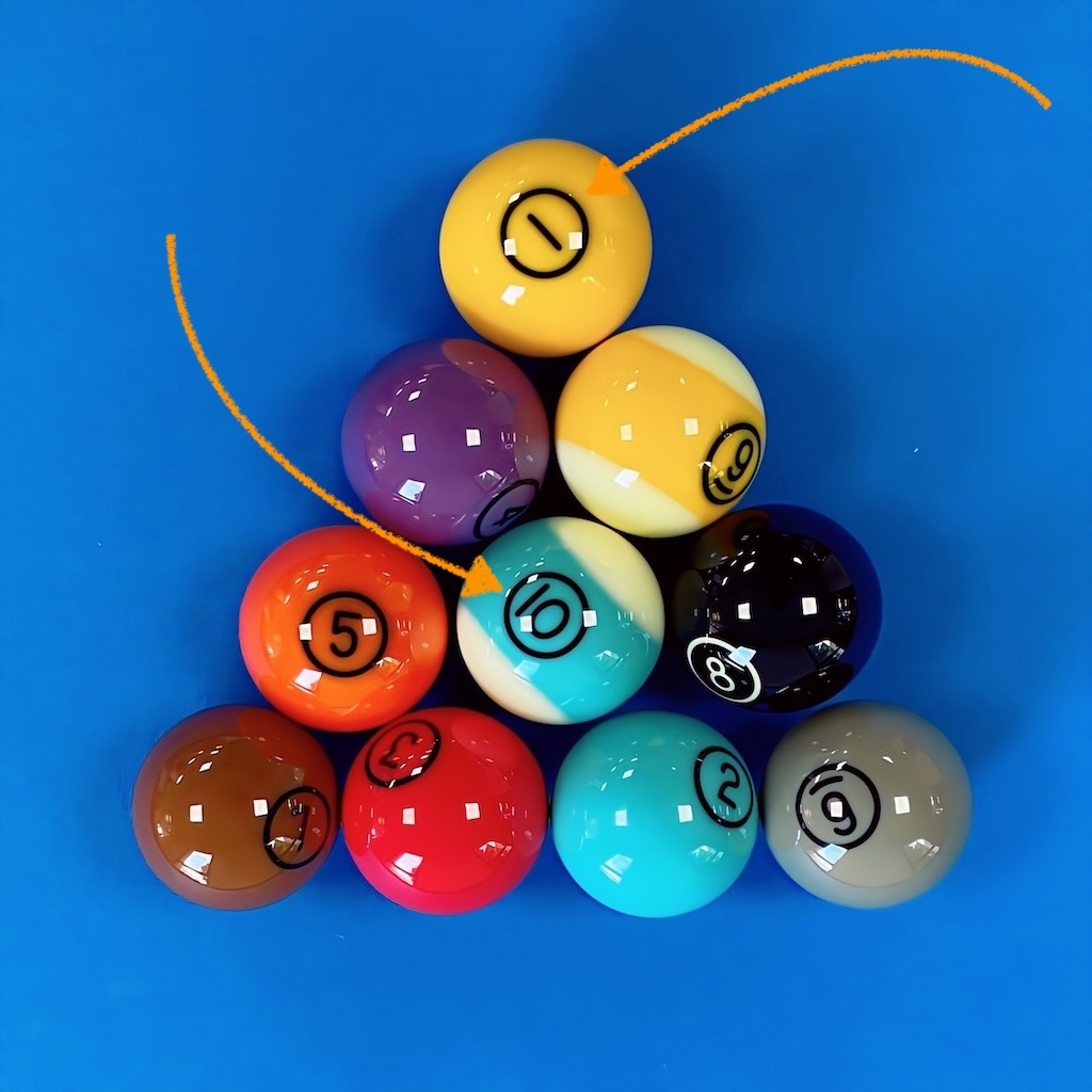 placement des billes de billard americain 10-ball